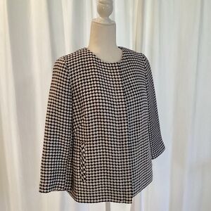 Talbots NWOT Blue & white tweed swing style jacket